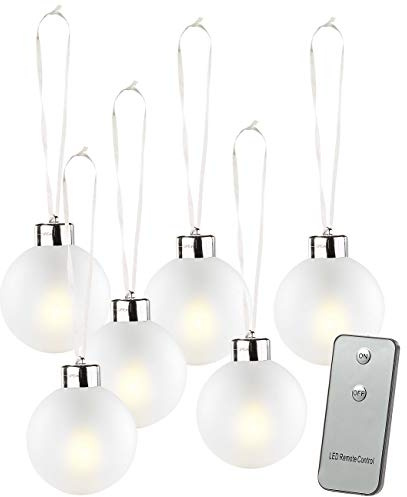 Lunartec LED Weihnachtskugel: Beleuchtete Weihnachtsbaum-Kugeln, Glas, 6 Stück (Versandrückläufer) (Weihnachtskugel Beleuchtung, Mundgeblasene, Baum)
