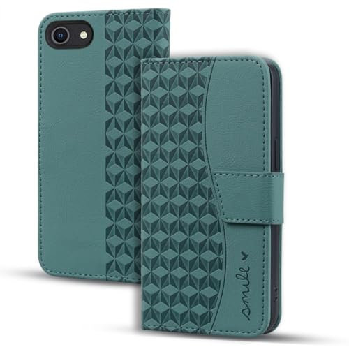 Vaitasy Custodia per iPhone SE 2022/2020 Cover Anti Graffio Pelle PU Magnetico Protettiva Custodia con Flip Portafolio per iPhone 8/7/6s/6 - Verde