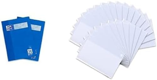 Oxford Bundle of Schulheft A4, 16 Blatt, Lineatur 25, liniert, 2 Stück Heftumschlag A4, aus Kunststoff, transparent, farblos, 25 Stück