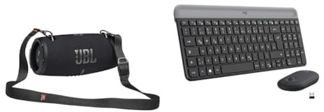 JBL Xtreme 3 Musikbox in Schwarz – Wasserdichter & Logitech MK470 Slim Combo Kabelloses Tastatur-Maus-Set