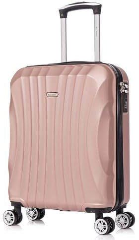 RAYKONG Valise Cabine ABS 55x40x20cm (44L) - Petites valises de Voyage légères 20 Pouces - (RK03|Rose dorée)