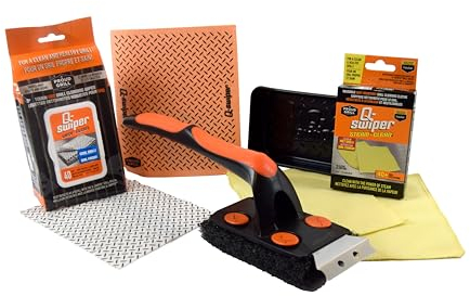 Q-Swiper XL Komplettes Grillreiniger-Kit – heiß + kalt + Außengrillreinigung Enthält 1 lange Grillbürste, 2 Dampfreinigungstücher, 40 feuchte Grilltücher, 1 wiederverwendbares Außentuch und 1 Tablett.