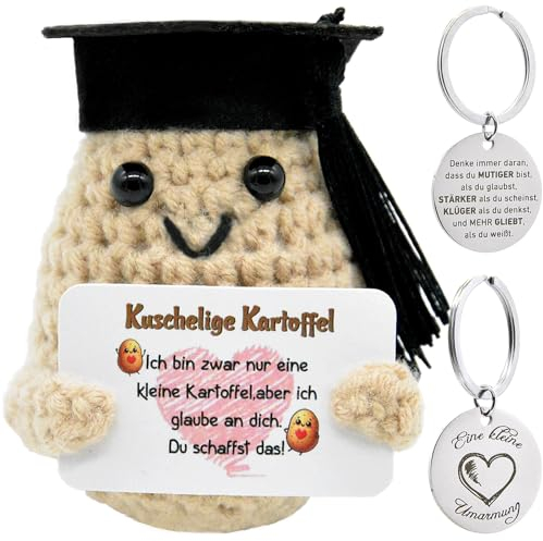 RFBEUTEL Glücksbringer Positive Kartoffel Pocket Hug Geschenke Creative Knitted Wool Potato Doll mit Positiver Energiekarte (Positive Kartoffel-4)