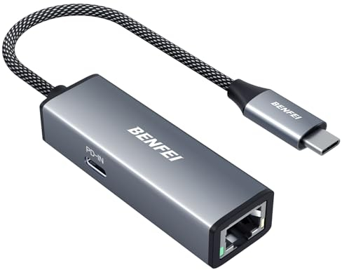 BENFEI Adaptateur USB C vers Ethernet Gigabit avec Alimentation 100 W, Adaptateur réseau Thunderbolt 3/4 vers RJ45 Ethernet LAN Compatible avec iPhone 15 Pro/Max, MacBook Pro/Air 2023, iPad Pro, iMac