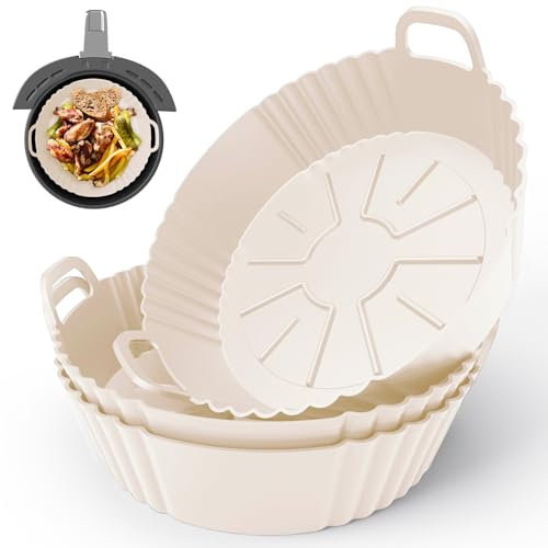 PINTAUR 3Pack Silicone Air Fryer Liner 3.8-5L, Ninja AF100UK & T17021 Silicone Liners, Reusable Air Fryer Accessories Food Grade Liners, Compatible with Ninja, Tower, COSORI, Tefal, Aigostar