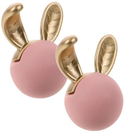 IWOWHERO 2pcs Rabbit Head Cabinet Knobs Pink Drawer Pulls Dresser Door Handles for Children’s Bedroom Wardrobe Cupboard