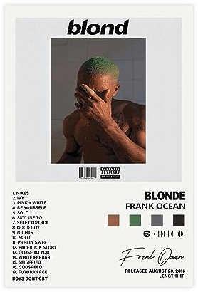 NebulaNova Frank Ocean Blonde Leinwand Poster für Raum Ästhetisches Album, Wandkunst, Modernes Dekor, Teenager-Geschenk 16x24 Zoll Ungerahmt