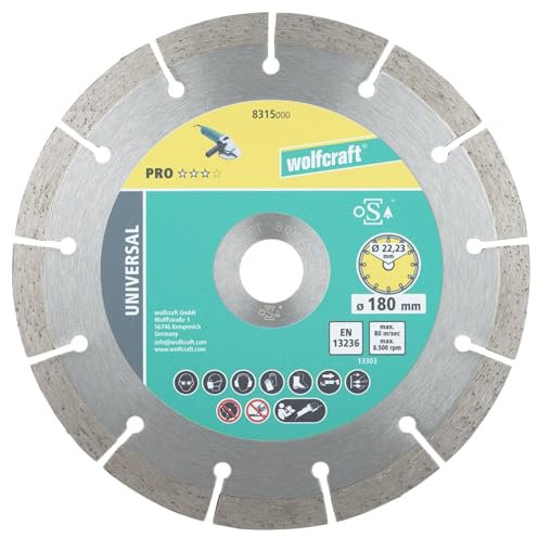wolfcraft Diamant-Trennscheibe PRO UNIVERSAL I 8315000 I Universell einsetzbar – ideal für Betonerzeugnisse I Ø 180mm I 10mm