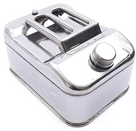 TkkMivcOC Benzinkanister 10L, Edelstahl Kraftstoffkanister mit 35 cm Flexiblem Auslaufrohr, Handlicher Kanister Dieselkanister, Reservekanister für Benzin & Diesel, Silber