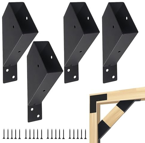 Gdiojnfg Pergola Metal Brackets - Pergola Angle Support Bracket Heavy-Duty Gazebo Brackets | Pergola Hardware Kit Carbon Steel Pergola Outer Corner Bracket for 2x4 Inches Wood