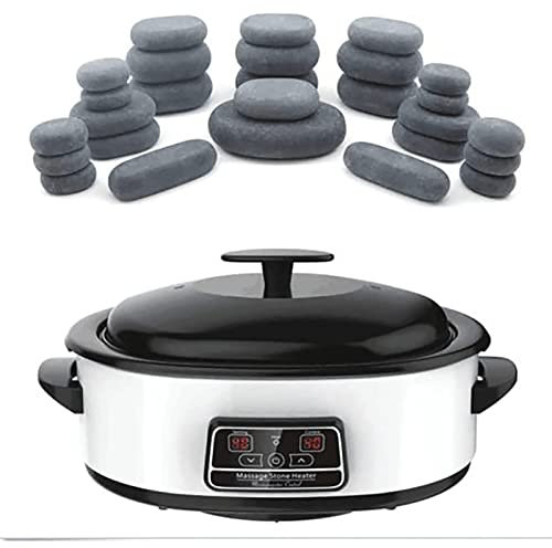 Hot Stone Massage Kit with Digital Stone Heater, 27 Pieces Natural Basalt Stones for Home Spa Relaxation and Pain Relief