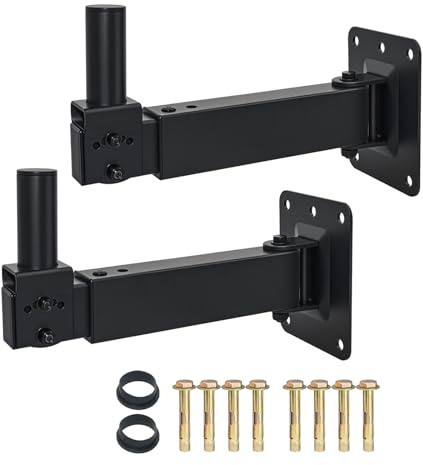 Howonder Speaker Wall Mount,Swivel and Tilt, Holds up to 100lbs, 2 Packs | Heavy Duty Wall Speaker Mount Bracket for Professional Audio, HD-329, Black