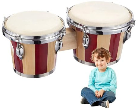 Walopola Bongo für Kinder aus , Pädagogisches Schlaginstrument, professionelles Musikinstrument, 15,2 cm und 17,8 cm, für Anfänger