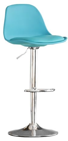 Moderner verstellbarer Barhocker mit Rückenlehne, PU-Leder, Thekenhöhe, Hocker für Küche, Insel, Blau, 1 Stück