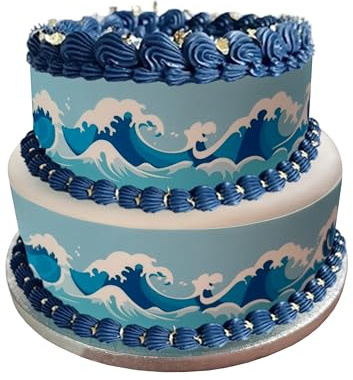 A4 Edible Decor Icing Sheet Beach Surfer Waves Themed Border Edible Cake Topper Decoration