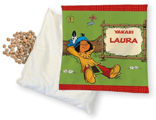 Yakari Kirschkernkissen – Wärmekissen für Mikrowelle; Kirschkerne Kissen für Babys, Kinder & Erwachsene; Körperentspannung; personalisierbares Geschenk, 19x19 cm Körnerkissen (Ruht in der Natur)