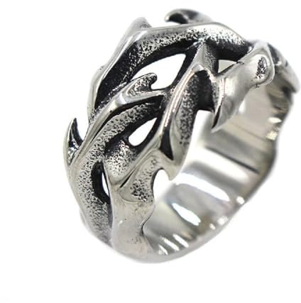 Ringe Ring Schmuck Frauen Männer Vintage Punk Crown of Thorns Ringe für Männer Frauen hohles Design 8 Stylea