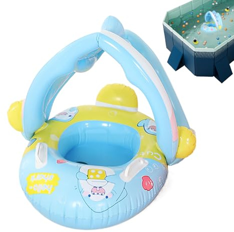 Piscina galleggiante per neonati,Boa da piscina per neonati con baldacchino | Anello d'acqua gonfiabile con sedile integrato per esterni estivi vacanze