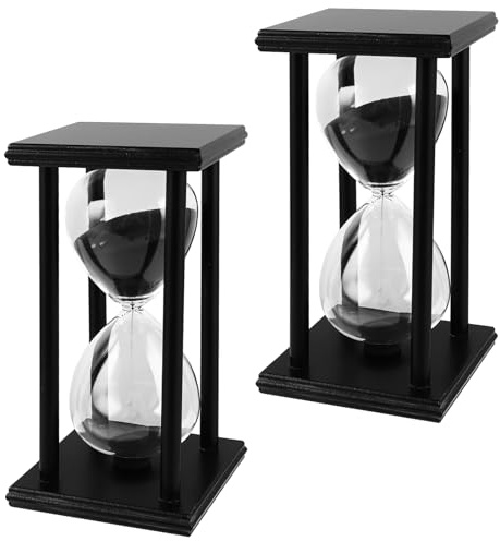 MIVIDE 2 Stück Sanduhr 60 Minuten, Sanduhren Schwarz Holzrahmen, Dekorative Sanduhr 60 Minuten, Sanduhren Set für Kinder, Geschenke, Küche, Büro, Home Deco, Spiel Timing