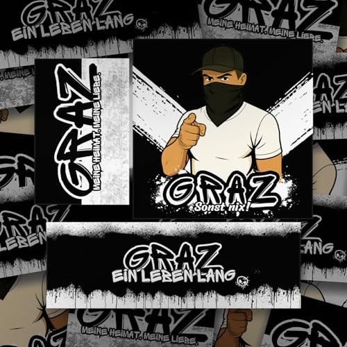 300x Graz Sticker/Aufkleber Mix/Fußball Fanartikel/PVC/wetterfest