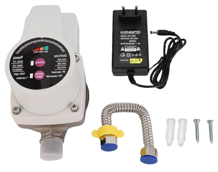 Fafeicy Pompa Booster Pressione Acqua Motore Brushless Automatico a 3 velocità 100W-200W 25L-35L/min per Rubinetti WC Docce Caldaie (Spina europea)