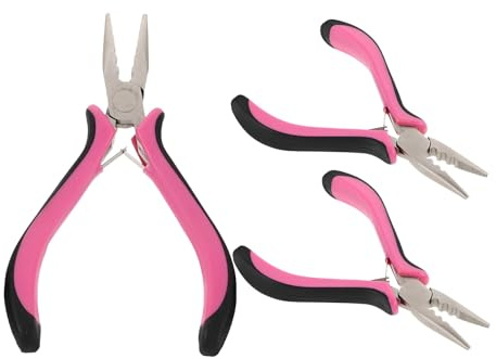 SEWACC 3 Piezas Alicates para Extensiones de Cabello Alicate Multifunción Mango Antideslizante Diseño Triple Orificio para Perlas Micro y Nano Uso en Salón Casa