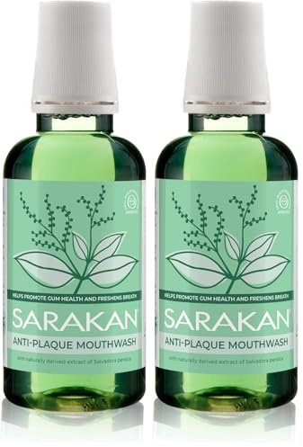 Sarakan Anti-Plaque Mouthwash (300 ml) | Formulated to Reduce Plaque and Tartar | Alcohol Free | Fluoride Free | Vegan (Pack of 2)
