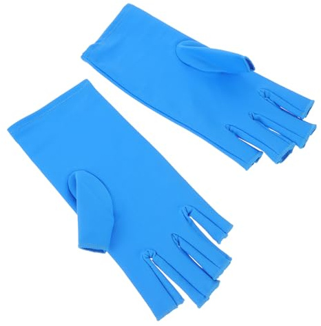 PAMINGONO Fingerless UV Protection Gloves for Nails and Hands Blue Spandex Anti-uv Gel Nail Gloves Suitable for Manicure and Shop Use