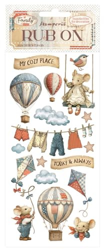 Stamperia - Rub-on for Scrapbooks, Albums, Cards, Bullet Journals and More, Easily Transfer Images onto Paper and Other Surfaces, Perfect for Crafts and Gifting (Family, Air Balloons)