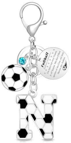 WALLFID Porte-clés en forme de lettre de football avec inscription de motivation, initiales de football pour garçons et filles, fans de football, cadeaux, porte-clés, sacs à main