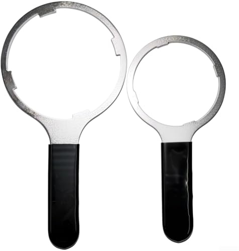2PCS Water Filter Removal Wrench for iSpring AWR2 HW12 HC12 RCC RCCP Series- 45# Steel Adjustable Spanner Tool Set for RO System Housing- Black 225mm & 187mm