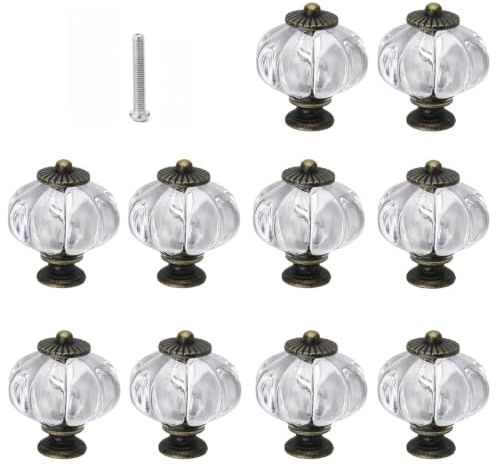 txuzong Tiradores para Cajones 10 Piezas, Manillas Vintage en Acrílico | Transparente Color Calabaza, Compactas para Armarios, Cómodas y Muebles – Toque Retro Decorativo
