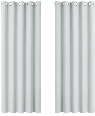 PONY DANCE Bedroom Curtain Panels - Silver Rings Top Window Thermal Curtain & Drapes for Energy Saving Kids Nursery Draperies with Eyelets, 2 Panels, 66 Inch Width x 72 Inch Length, Greyish White