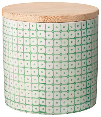Bloomingville Pot avec Couvercle Carla - Couleur Ø 10 x H 10 cm, Vert, Céramique, Capacité 400 ML
