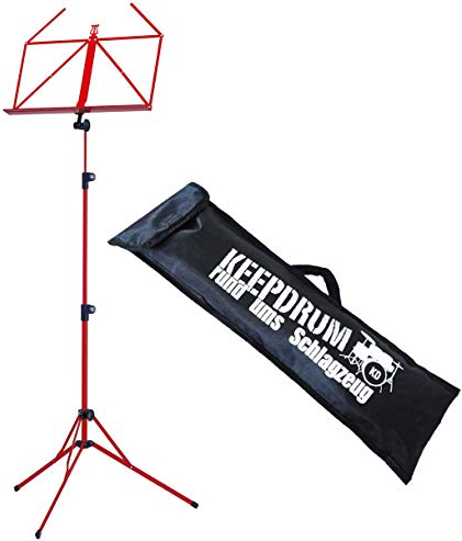 K&M 100/5 Notenständer Notenpult Rot + keepdrum Tasche