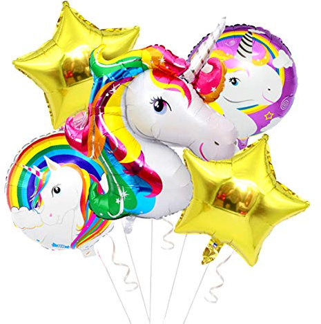 LAPONO Einhorn Party Supplies Dekorationen mit Einhorn Ballons Glücklich Geburtstag Banner für Mädchen Boy Kids Folienballon Einhorn Helium Einhorn Luftballons(Regenbogen, Medium)