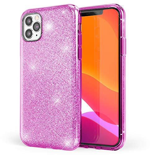 NALIA Glitzerhülle für iPhone 11 Pro - Grip - Hülle, Lila | Partikel fest im Material eingeschlossen, 3-Schicht-Schutzaufbau mit Hardcase-Kern, Erhöhter Kamerarand, SHINEPOP
