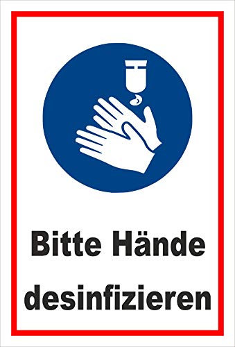 Melis-Folienwerkstatt Schild Hände desinfizieren - 30x20cm - 3mm Hartschaum – 20 VAR S00225-014-B