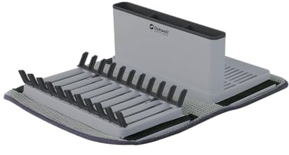 Outwell Dunton Foldable Dish Rack, Camping Washing Up Drainer with Cutlery Holder & Drip Tray, Collapsible Kitchen Drying Rack for Caravan, Campervan & Outdoor Use