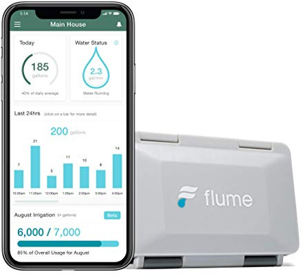 Flume 2 Smart Home Water Monitor & Leak Detector – WiFi Connected, Real-Time Usage Tracking & Alerts – Works with Compatible Residential Water Meters