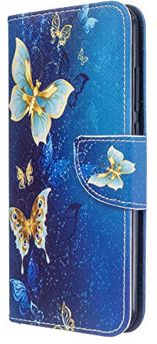 Samsung Galaxy A51 Phone Case, Magnetic Closure PU Leather Flip Wallet Cover Soft TPU Shockproof Bumper Folio Slim Fit Protective Case for Samsung Galaxy A51 with Card Slots Stand, Golden Butterfly