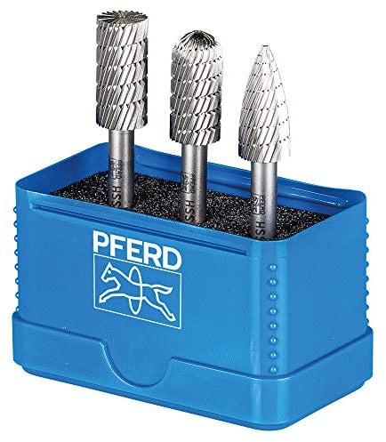 PFERD HSS-Frässtift Set, 3-tlg. | Zahnung 3, Ø 12mm, Schaft-ø 6mm | 22900811 – universell für Stahl, Stahlguss und Gusseisen