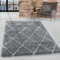 HomebyHome Shaggy Teppich Wohnzimmer 160 x 230 cm - Hochflor Teppich Skandi Rauten Grau Extra Weich und Flauschig - Bettvorleger Teppich für Schlafzimmer, Küchenläufer - Carpet, Halı, Kilim