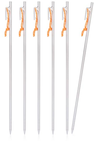 iBasingo 40cm Zelt Heringe Titanlegierung Pegs Camping Zelt Stakes Outdoor Markisen Pins Leichte Heavy Duty Zelt Nägel Wandern Backpacking Zeltzubehör für Harten Boden 6 Stück/Lot Ti4012P40L