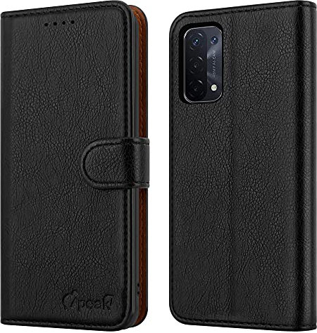iPEAK Étui à rabat en cuir pour Oppo A74 5G (16,5 cm), Coque de Protection avec Fermeture Magnétique et Support pour Cartes, Coque Smartphone Oppo A74 5G, Noir