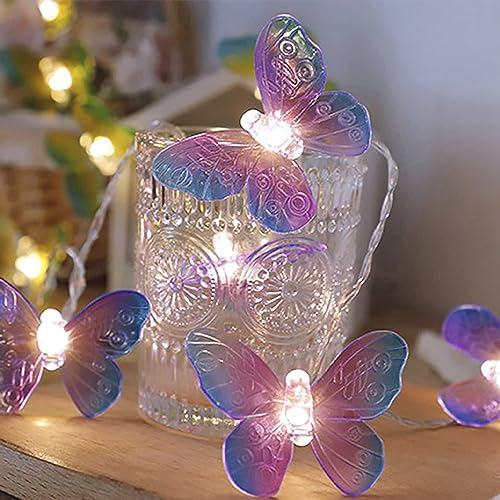 Fielegen 3M 20 LED Butterfly Fairy Lights with Battery Warm White Fairy Lights Butterfly Decorative Lights for Indoor Bedroom Summer Garden Wedding Party Valentine's Day Christmas Decor