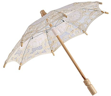 BORDSTRACT Ombrelle Dentelle,Parapluie Mariage Mariée Femme Parasol en Dentelle Blanche Grand Parasol de Mariage en Dentelle Décoration de Mariage Accessoires Photo (Crème Grand)