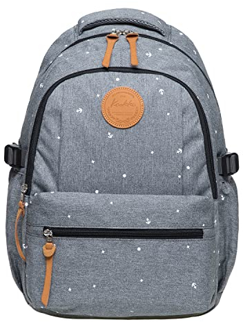 KAUKKO Schöner und durchdachter Rucksack mit Laptopfach für 15 Zoll Schule Uni 22L, Grau Jnl-ks24-09, one size, Tagesrucksack