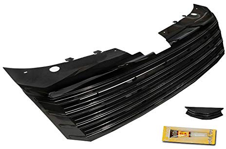 Frontgrill kompatibel mit Volkswagen Passat B7 2010 2011 2012 2013 2014 Limousine Variant Front Central Grill Sport GV-250 Kühlergrill Sport glänzend schwarz