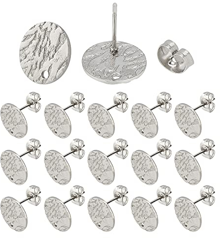 UNICRAFTALE 50Stk Ohrstecker DIY 12mm Metall Ohrstecker Zubehör Edelstahl Flache Runde Ohrring Rohlinge Metall DIY Ohrring Selber Machen Set Für DIY Ohrring Schmuckherstellung